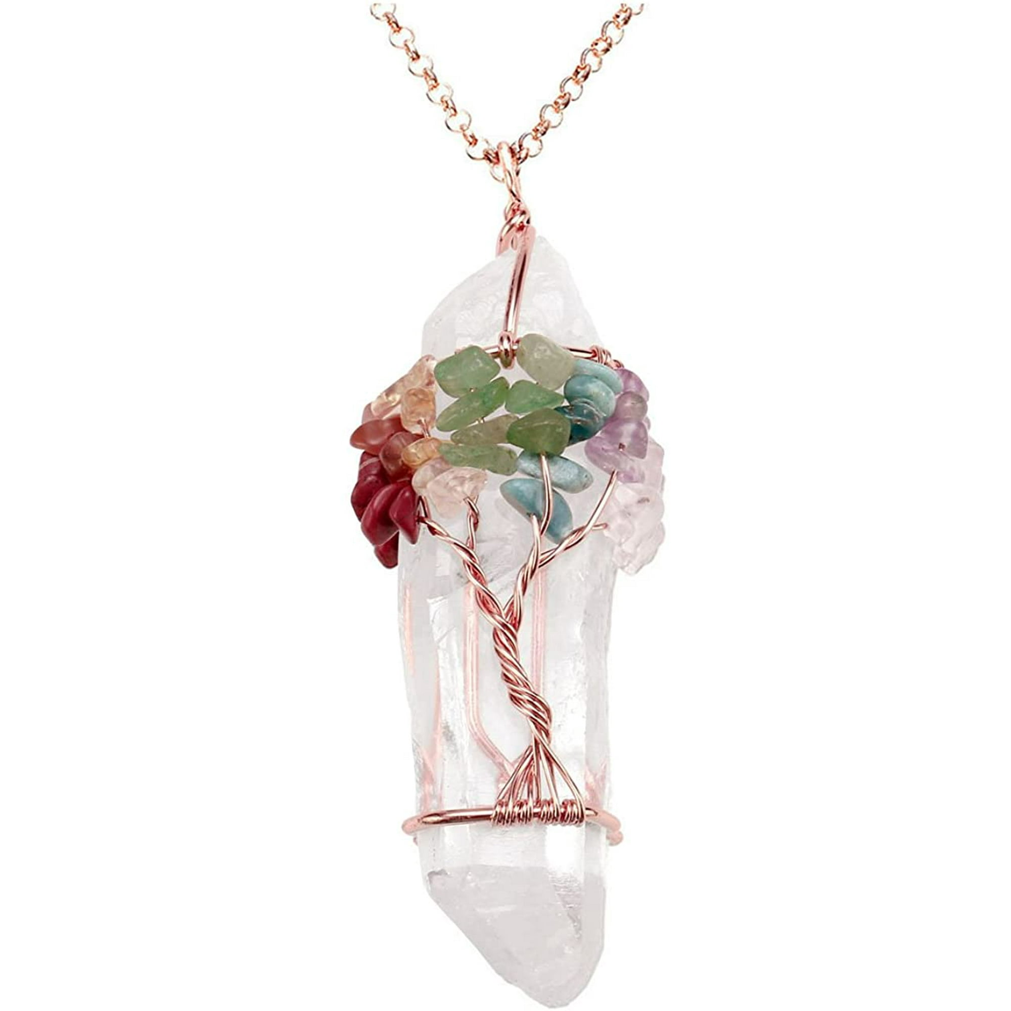 Natural Quartz Crystal Stone Point Chakra Healing Gemstone Pendant Necklace Gift Natural Quartz Crystal Stone Point Chakra Healing Gemstone Pendant Necklace Gift
